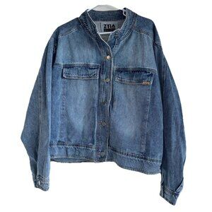 Zyia Active Womens Crossroads Denim Jean Jacket Sz XXXL Light Wash Trucker